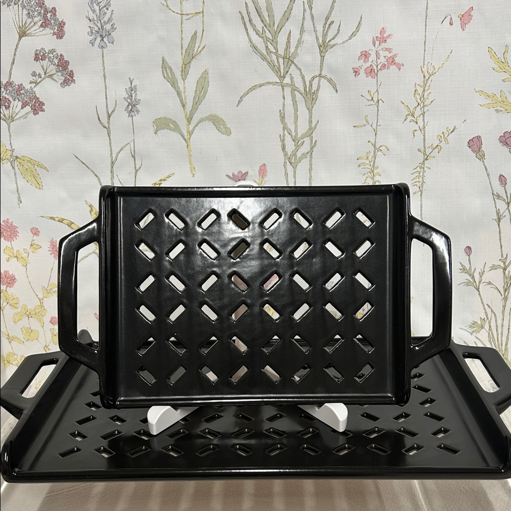 Sur La Table Black Lattice Serving Tray